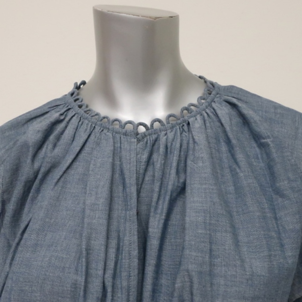 Apiece Apart Dress Stella Shirred Chambray Cotton - Picture 3 of 6